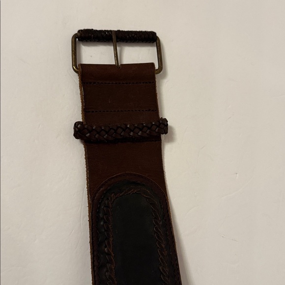 ALL SAINTS JACKS PLACE VINTAGE BELT WIDE BROWN LEATHER BRAID ACCENT SIZE L - Picture 9 of 13